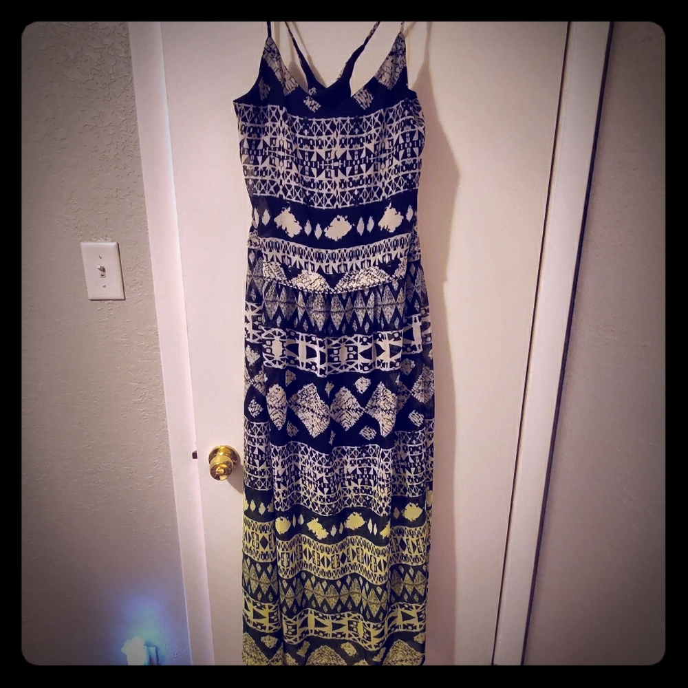 Aztec printed dress- has slip dress attached under